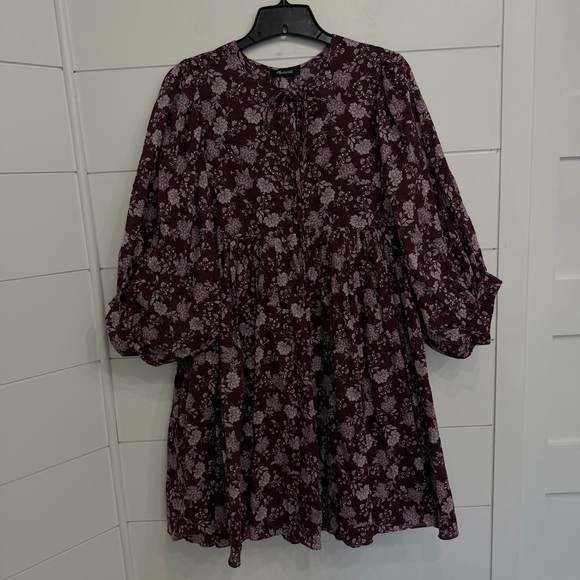 New! Madewell Olivia Floral Splitneck Puff-Sleeve Mini Dress Medium 23312 - Picture 6 of 16